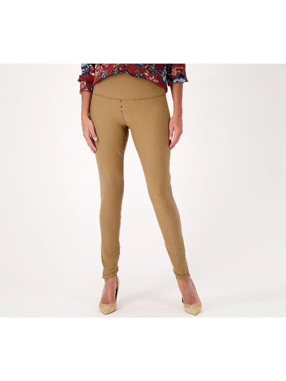 Women with Control Renee's Skinny Pant Medium Petite Reversible Taupe Olive NEW